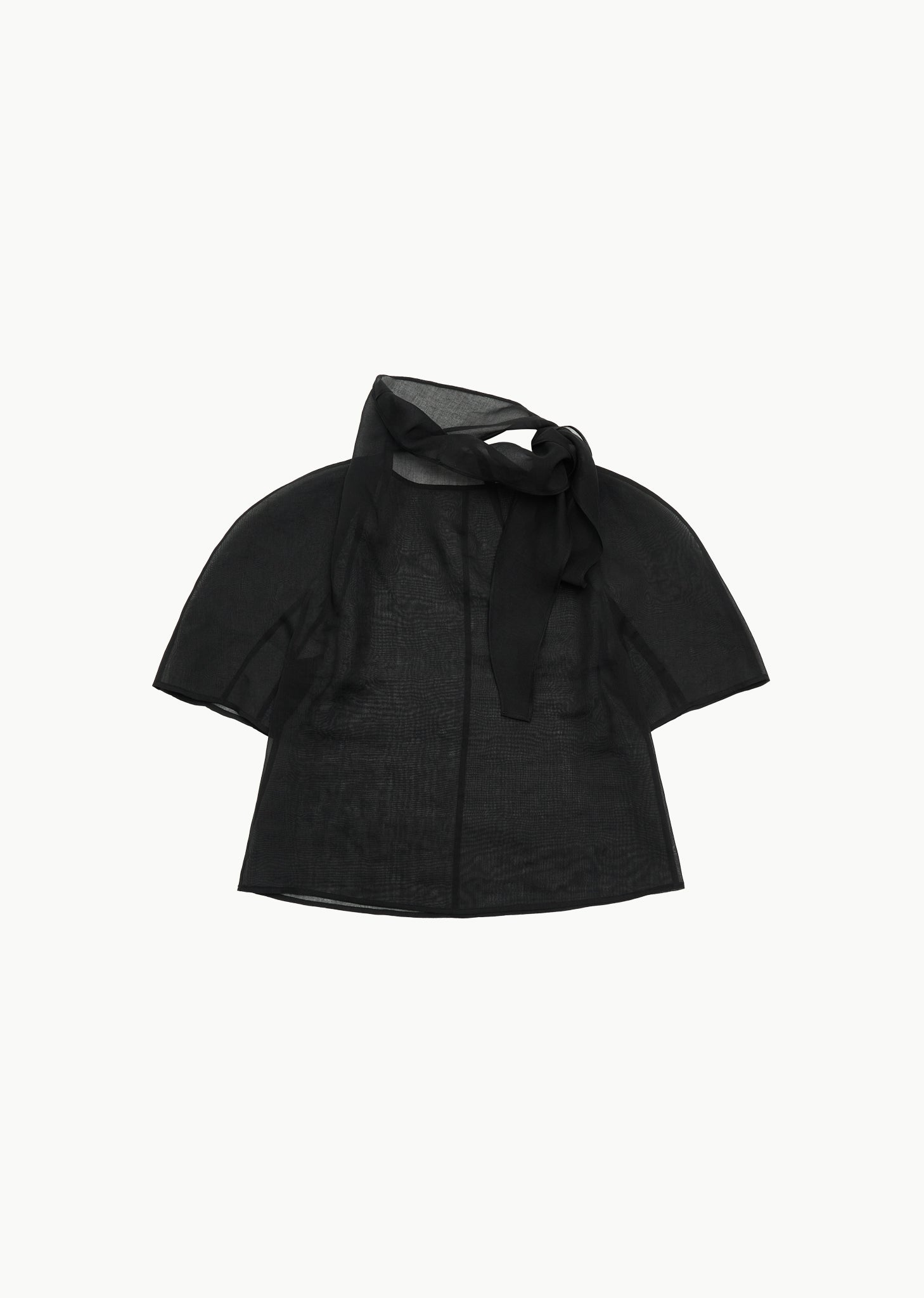 knotted collar top, black
