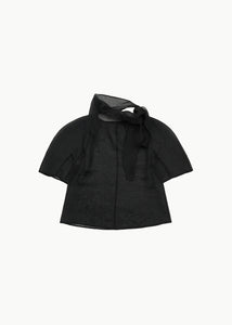 knotted collar top, black