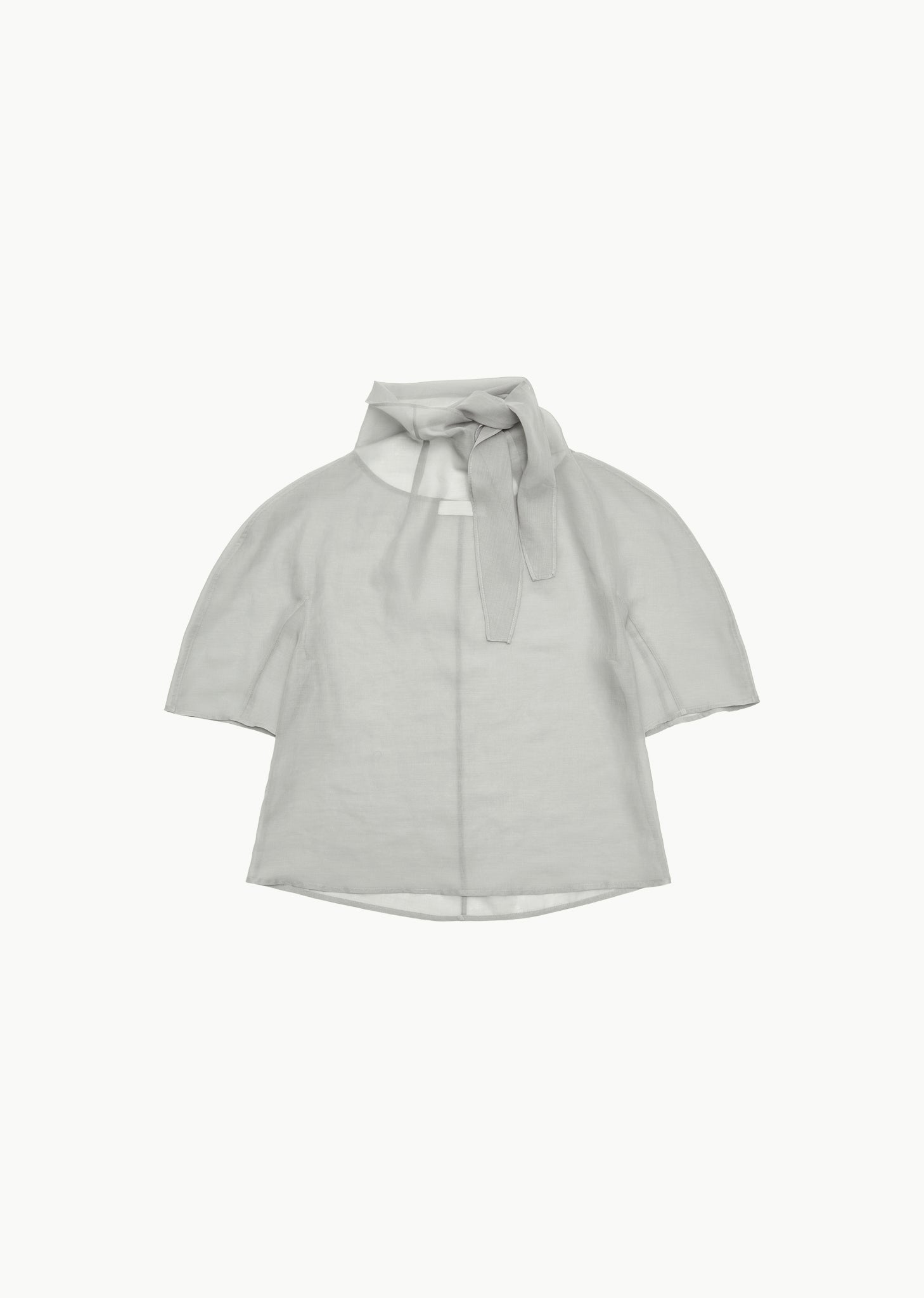 knotted collar top, grey