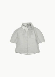 knotted collar top, grey