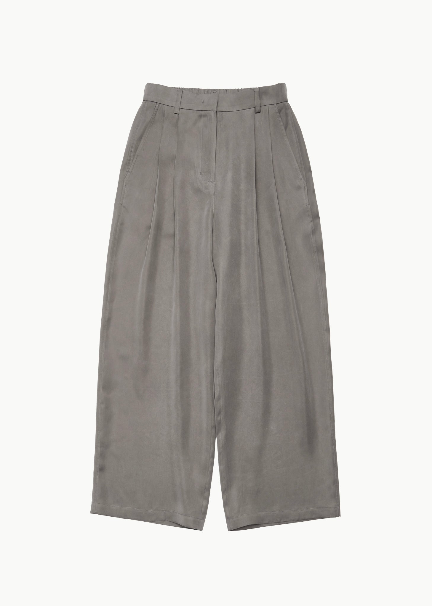 women's cupro two tuck wide pants, khaki