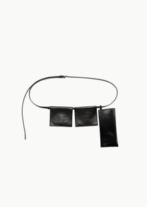 slim leather belt bag, dark brown