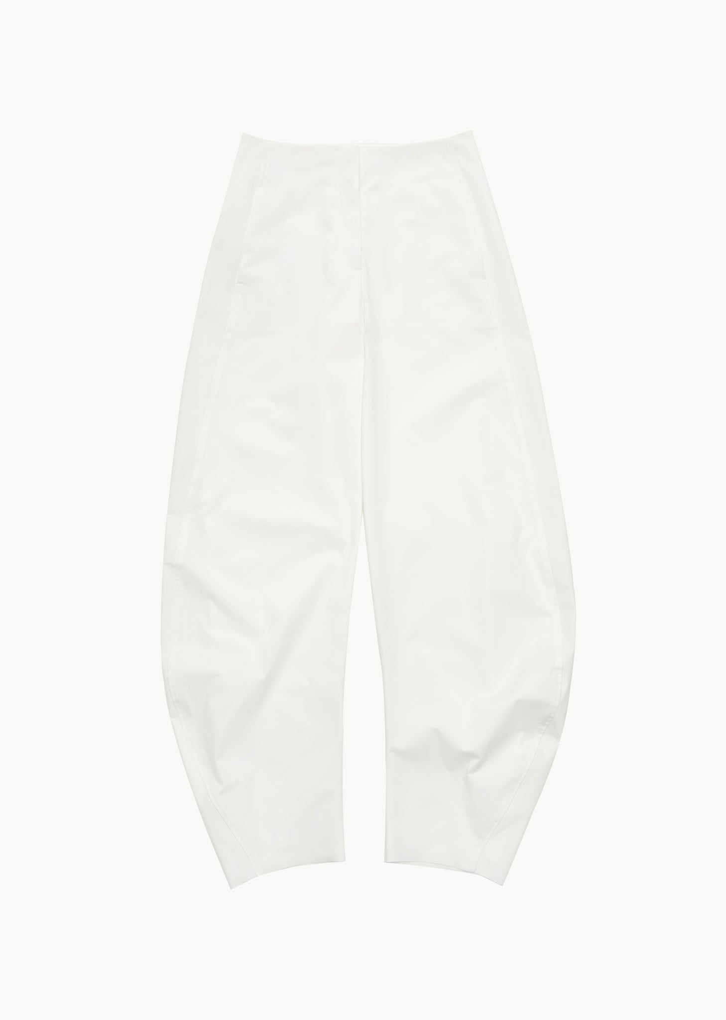 curved silhouette pants, white