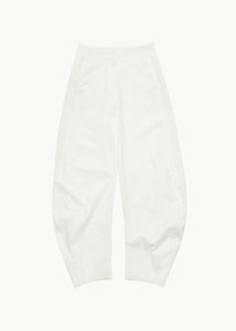 curved silhouette pants, white