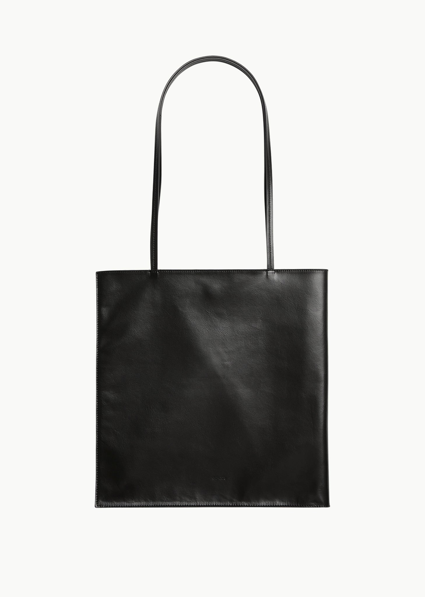 large slim leather bag, dark brown