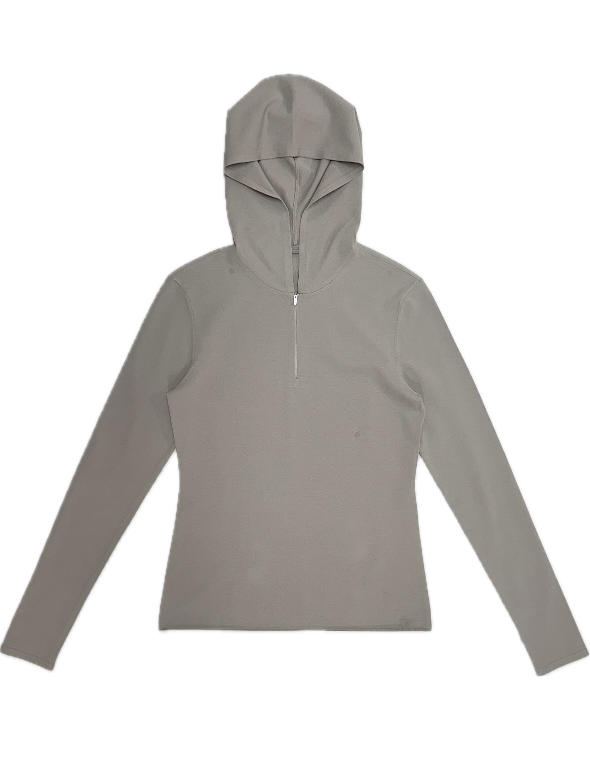 half zip-up knit hoodie, beige