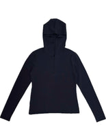 half zip-up knit hoodie, black - Image 1