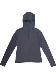half zip-up knit hoodie, charcoal