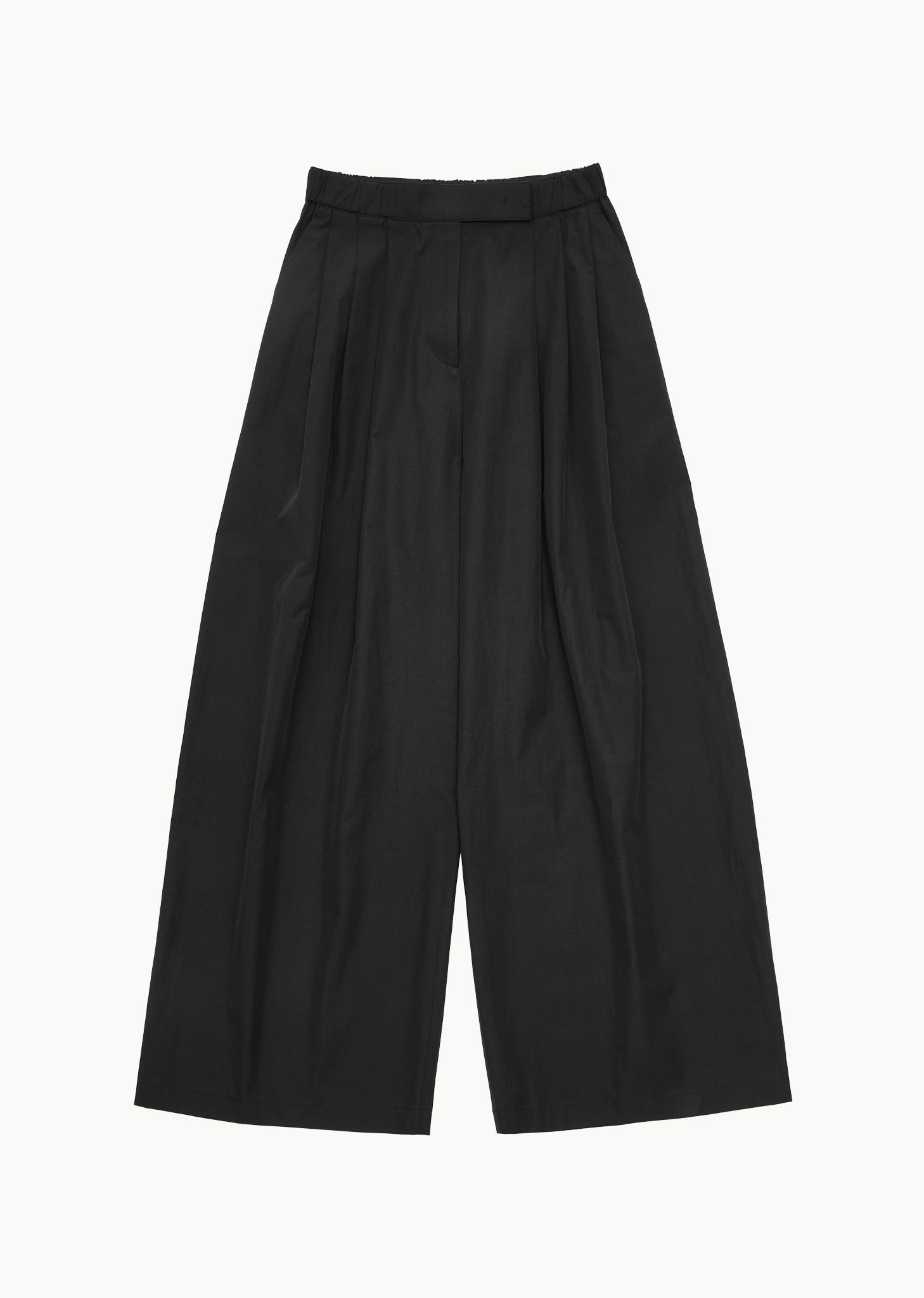 three tuck banding pants, black