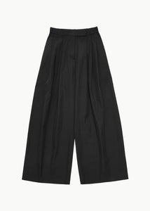 three tuck banding pants, black