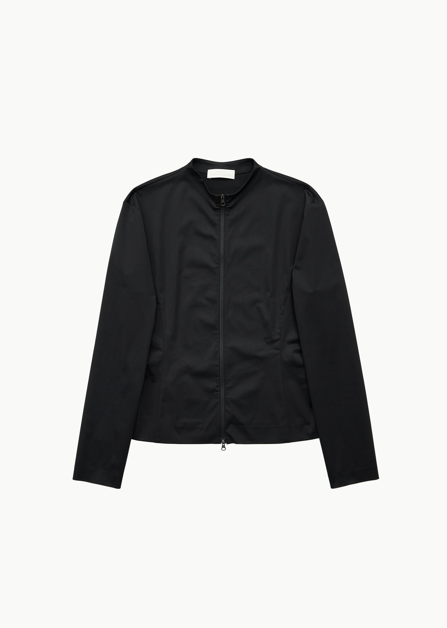 slim fit zip up shirt, black
