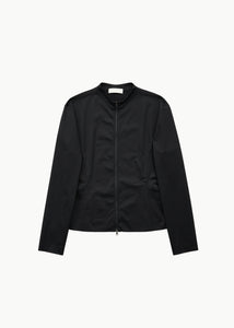 slim fit zip up shirt, black