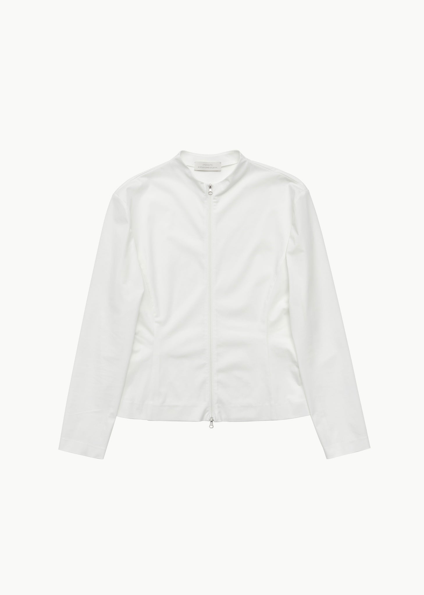slim fit zip up shirt, white