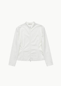 slim fit zip up shirt, white