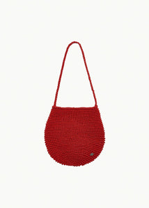 handmade leather net bag, red