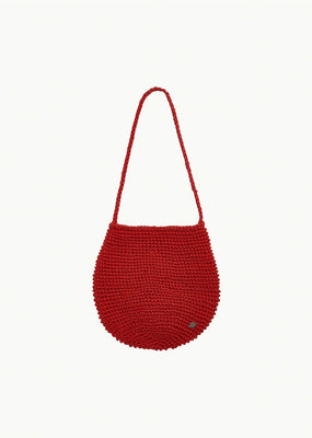 handmade leather net bag, red