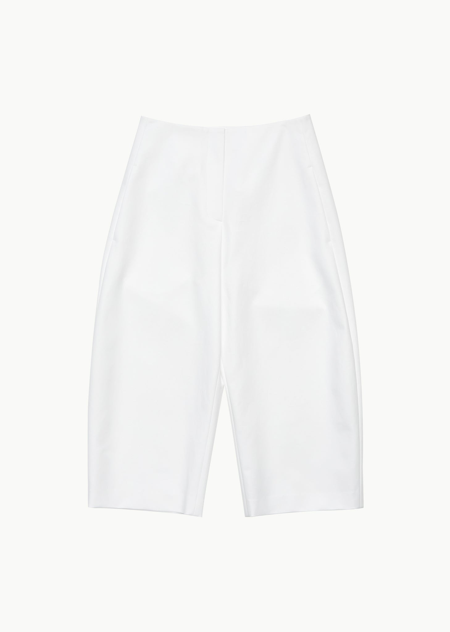 curved capri pants, white