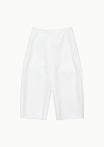 curved capri pants, white