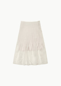 pleated midi skirt, beige