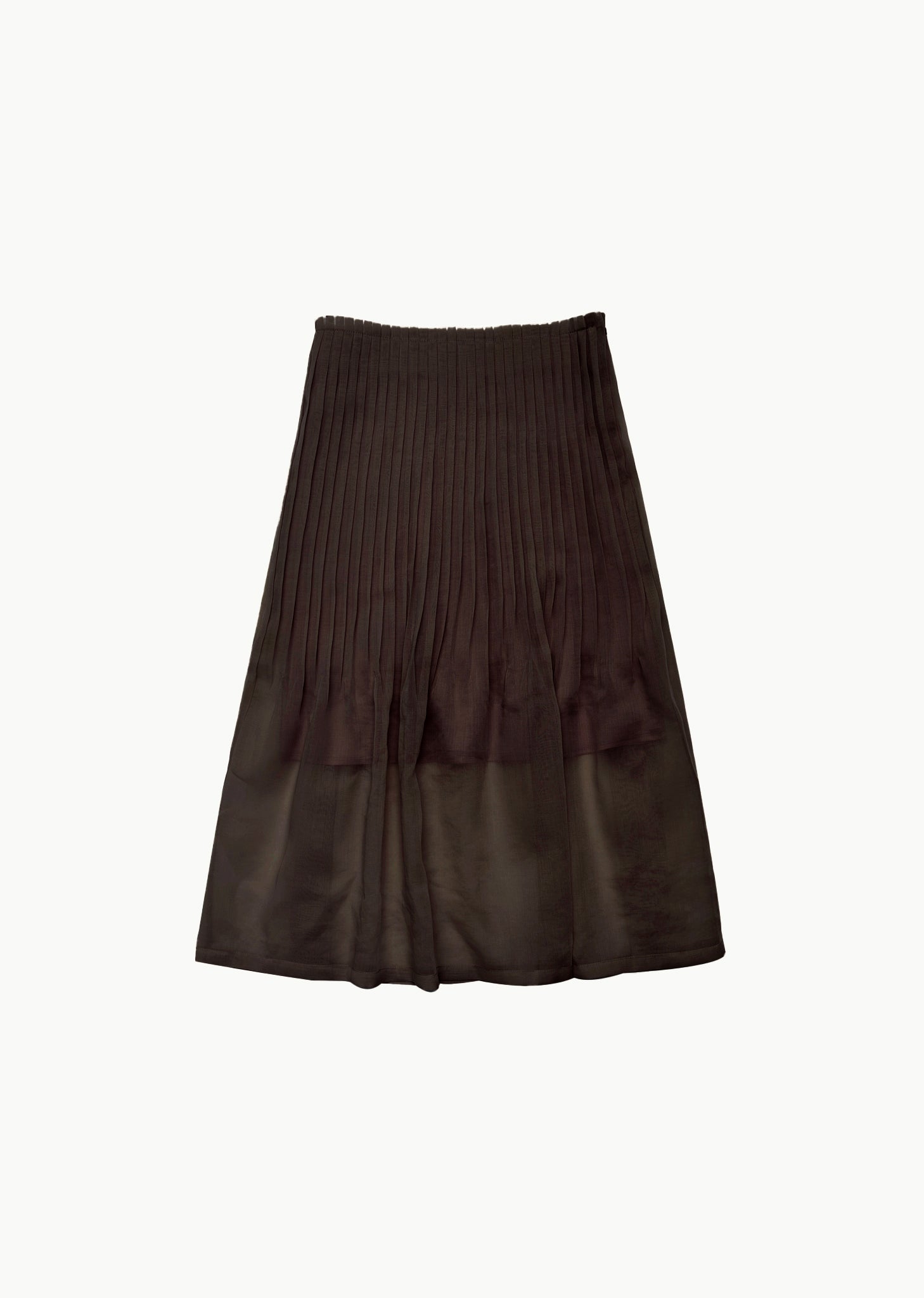 pleated midi skirt, brown