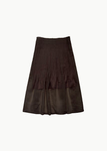 pleated midi skirt, brown