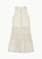 pleated sleeveless dress, beige - Image 1