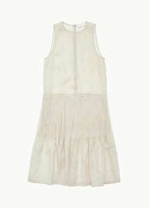 pleated sleeveless dress, beige