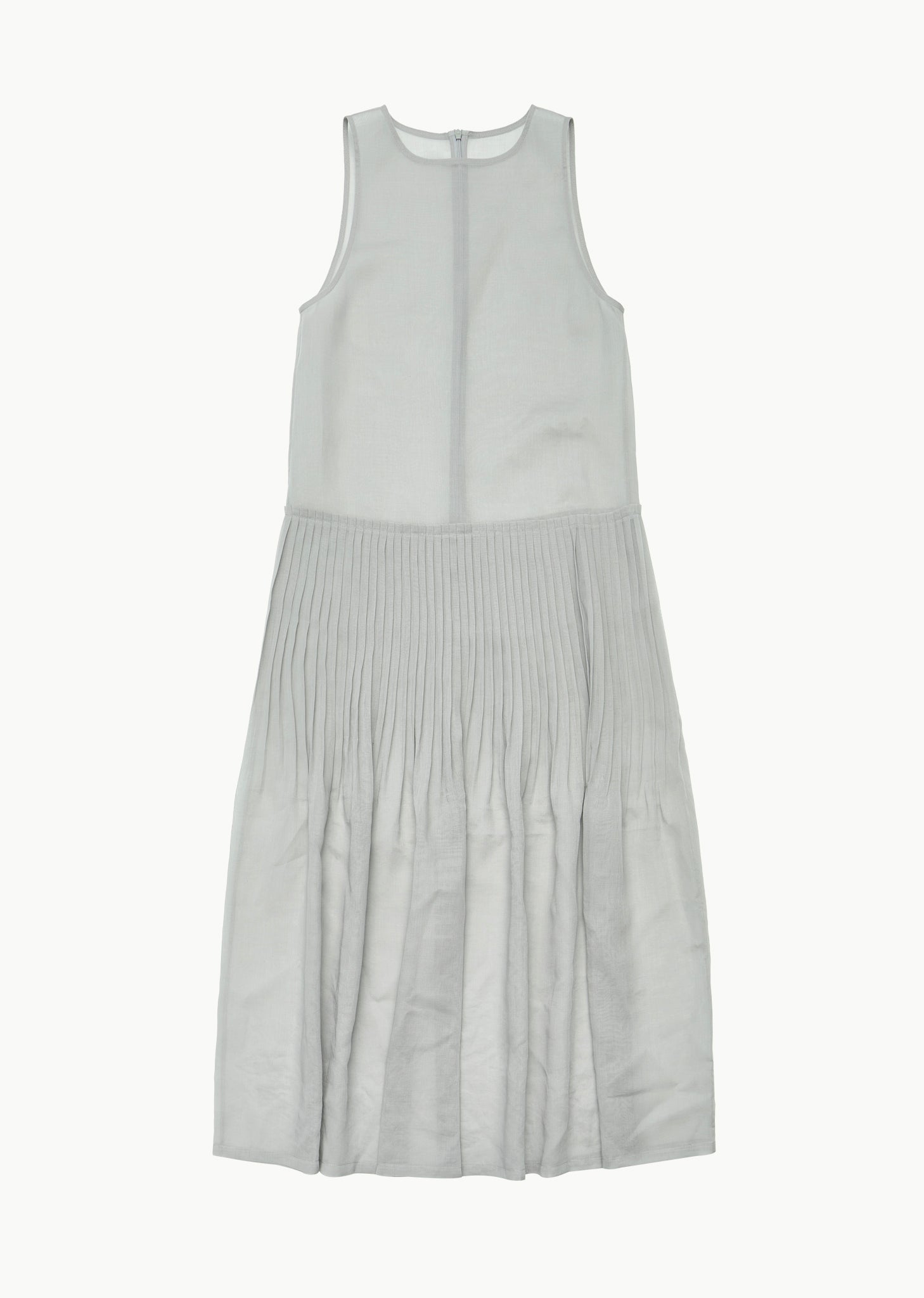 pleated sleeveless dress, grey