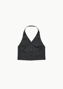 wool halterneck top, grey