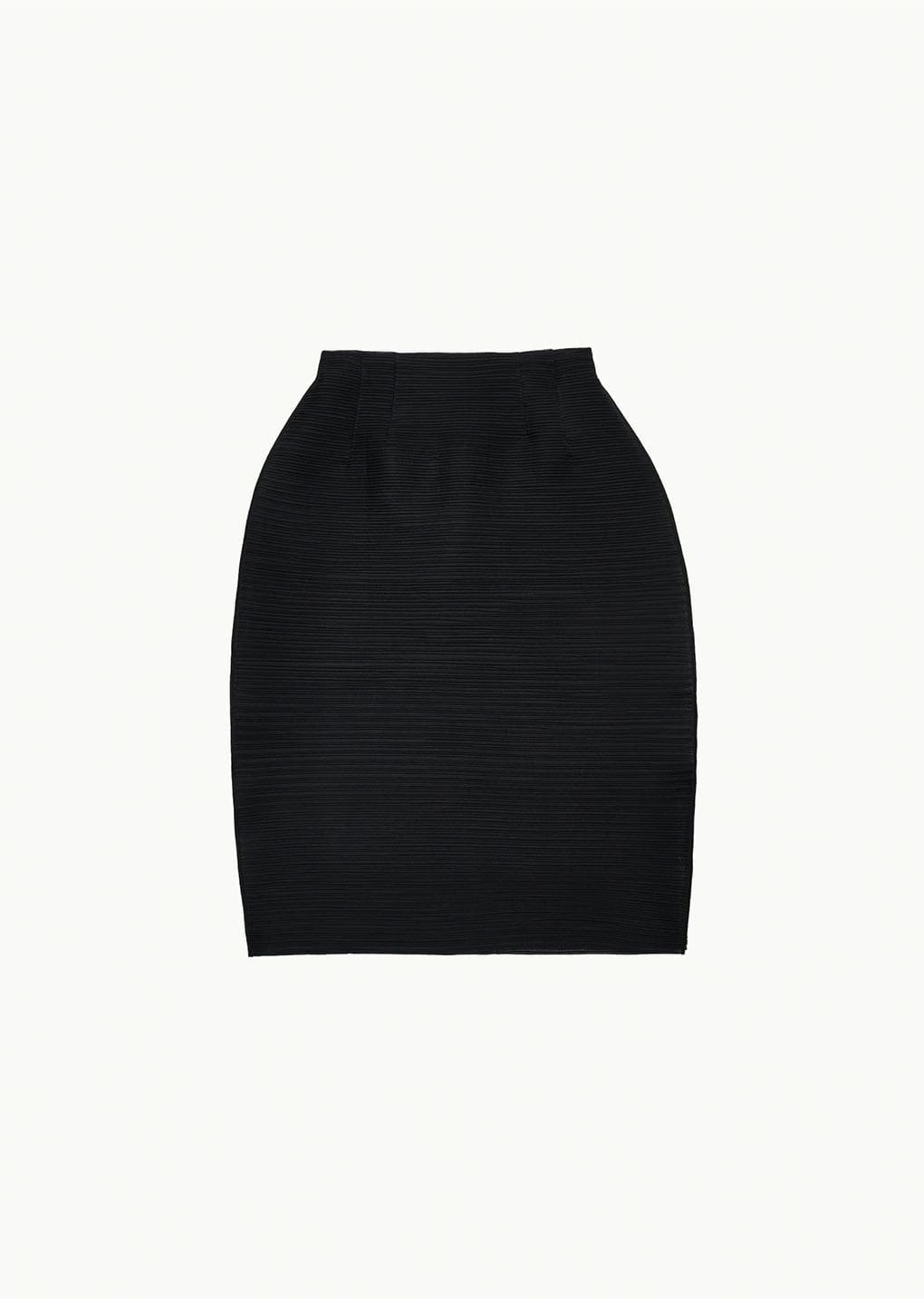 pleats curved skirt, black