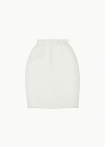 pleats curved skirt, white