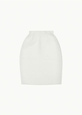 pleats curved skirt, white