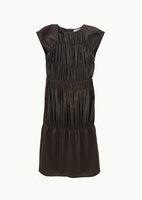 nylon shirring dress, brown - Image 1