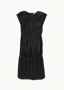 nylon shirring dress, charcoal