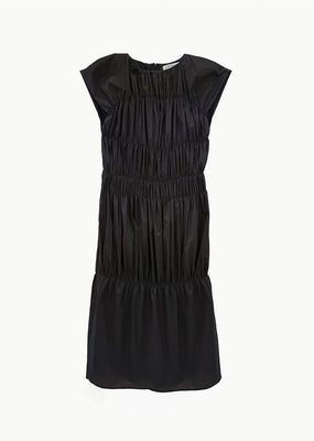 nylon shirring dress, charcoal