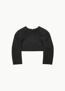 curved crop top, black