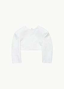 curved crop top, white