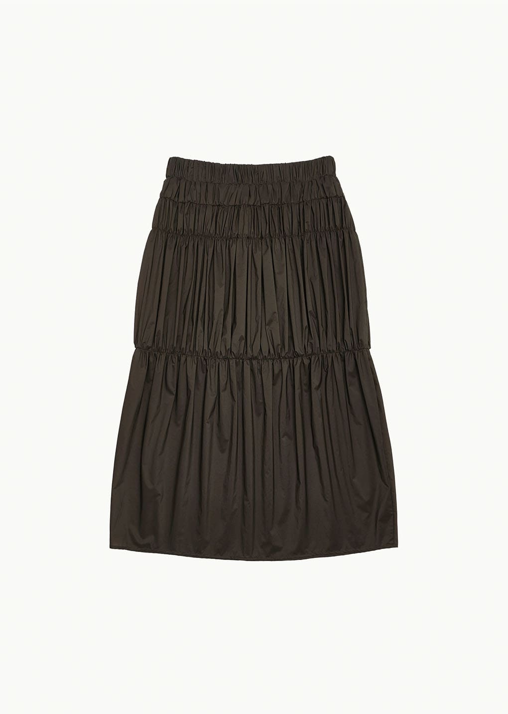 nylon shirring skirt, brown