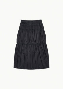 nylon shirring skirt, charcoal