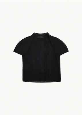 women's pleats raglan top, black