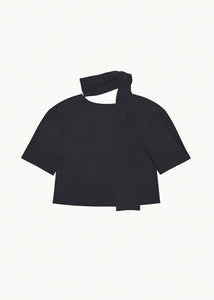 padded jersey top, charcoal