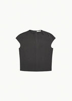 jersey mock neck top, charcoal - Image 1