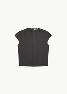 jersey mock neck top, charcoal