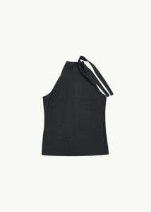 jersey halter neck top, charcoal