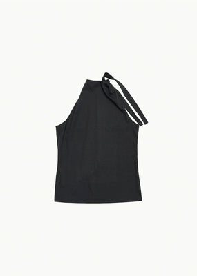 jersey halter neck top, charcoal