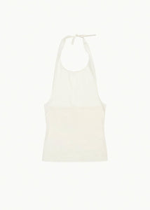 jersey halter neck top, ivory