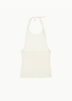 jersey halter neck top, ivory
