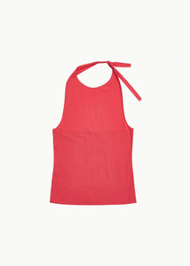 jersey halter neck top, red