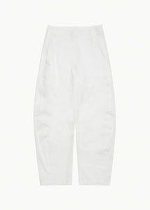 curved pants, white