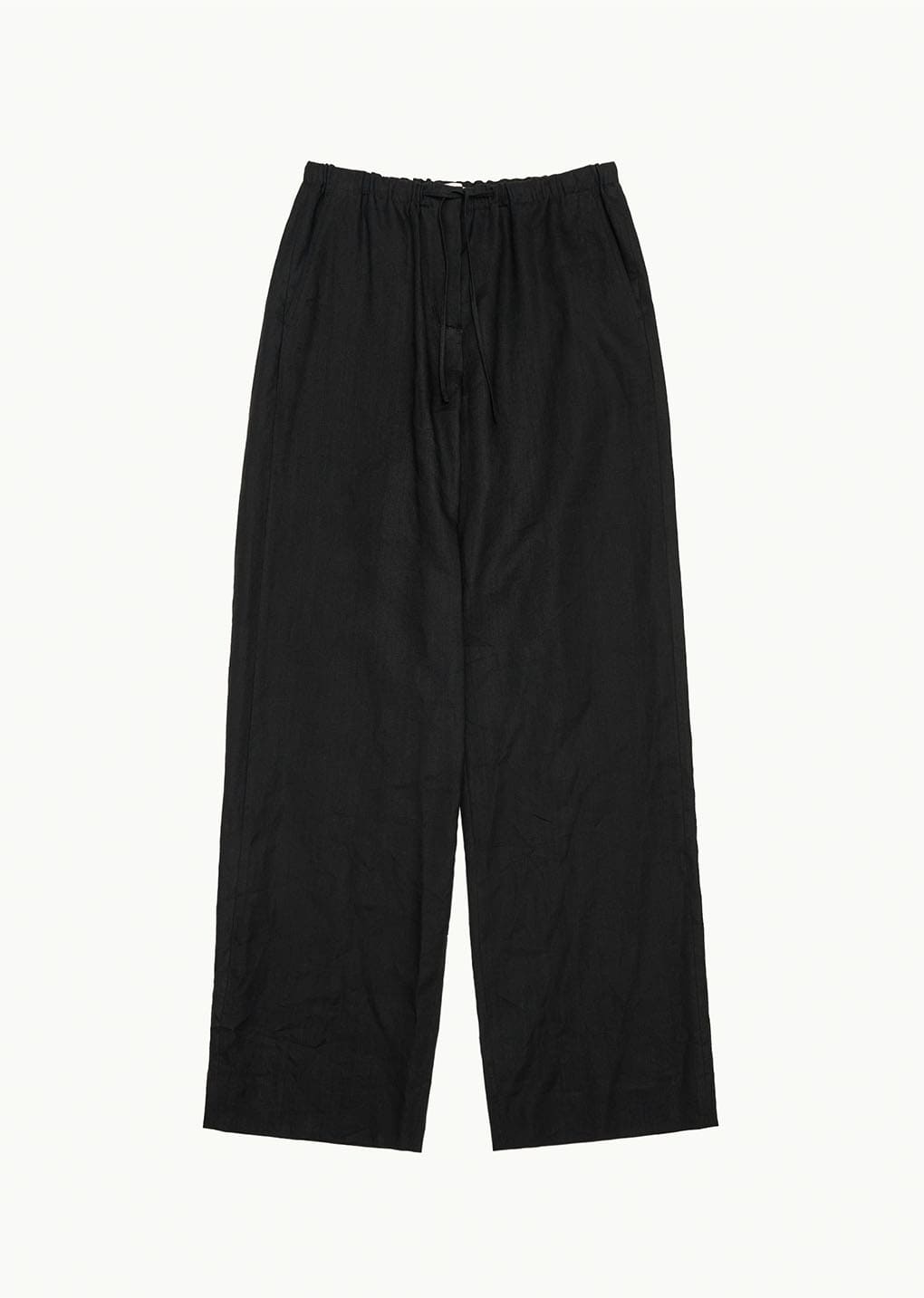 linen banding pants, black